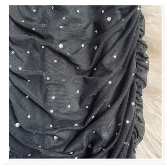 NBD Kerr Embellished Rhinestone Ruched Mini Dress Black Size Small - Picture 5 of 11